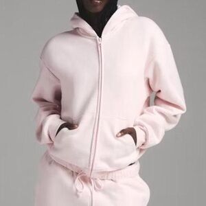Skims Pink Matching Zip Up Hoodie & Sweatpants Set